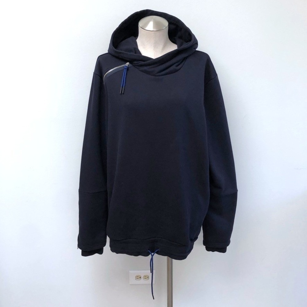 Scotch & Soda Hoodie‎ Womens XXL Adult Navy Blue Asymmetrical Zip Cowl Neck